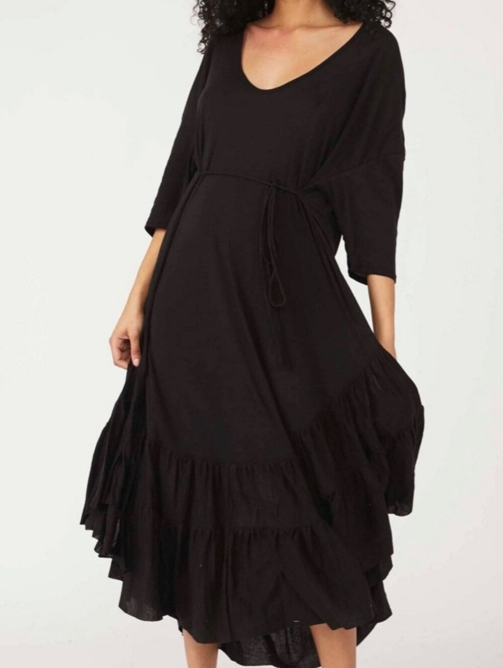 Free People Beach Sun Seeker Ruffle Maxi Dress in Obsidian, Size Small, NWT